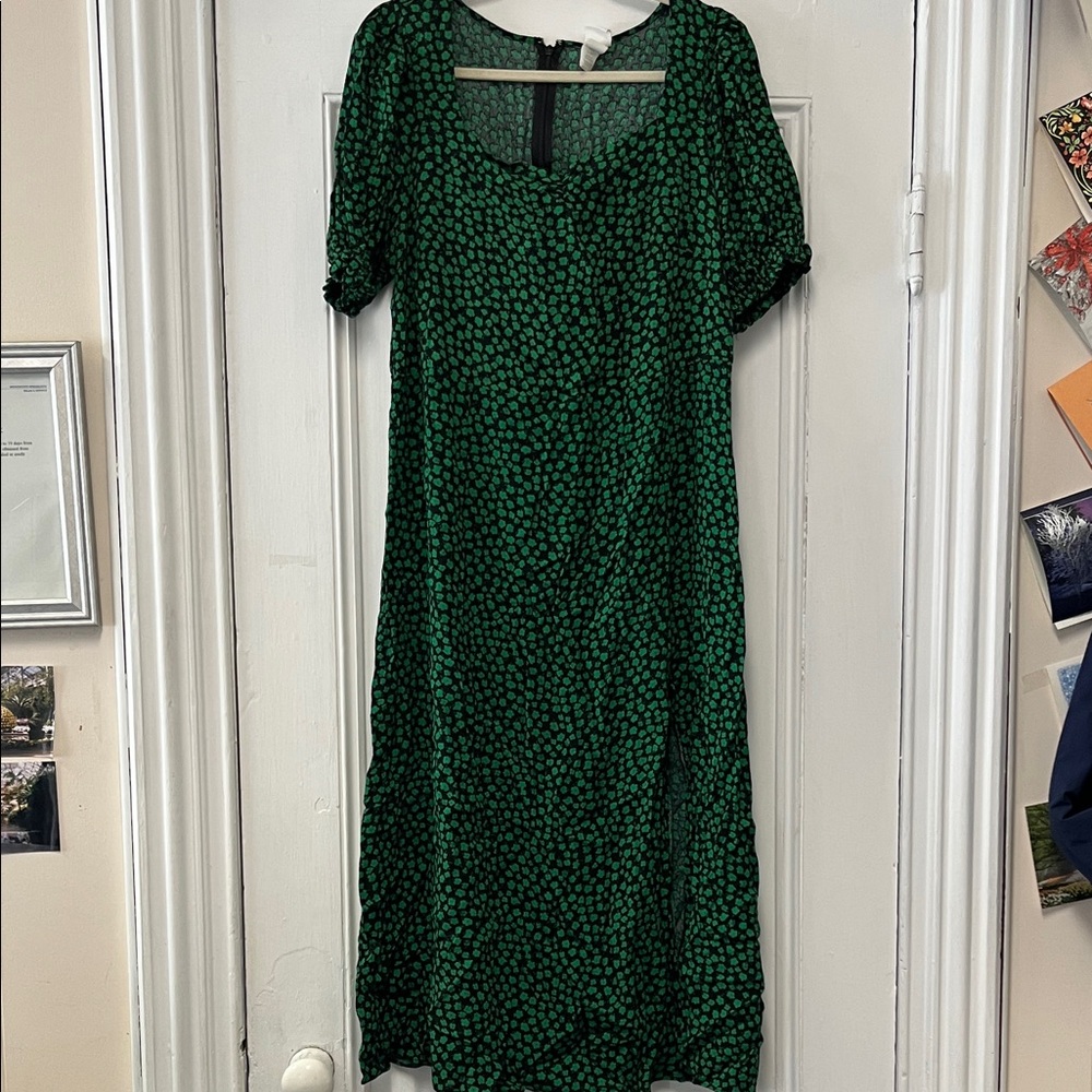 H&M Green and Black Midi Dress XL